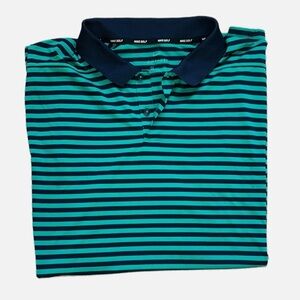 Nike Golf Men's Size XXL Green/Navy Blue Striped Polyester Polo